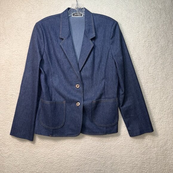 Vintage 80's Denim Blazer Jacket Women's Small Union Made Modest Cottage - Picture 1 of 7